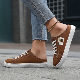 快適なカジュアルスポーツシューズ、女性用通気性ミュールスリッポン