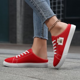 快適なカジュアルスポーツシューズ、女性用通気性ミュールスリッポン