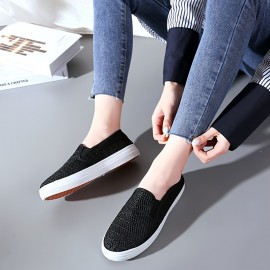 女性用軽量通気性メッシュスリッポンスニーカー - 快適なロートップホワイトシューズ、カジュアルウェア用ラバーソール、手洗いまたはドライクリーニング可能 女性用軽量通気性メッシュスリッポンスニーカー - 快適なロートップホワイトシューズ、カジュアルウェア用ラバーソール、手洗いまたはドライクリーニング可能