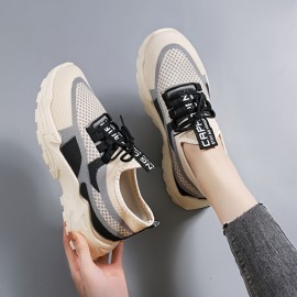 女性用通気性メッシュスニーカー - カジュアルレースアップダッドシューズ、ロートップアスレチック&コンフォートフットウェア、春夏用ラバーソール、通気性スニーカー | トレンディダッドシューズ | メッシュファブリックアッパー 女性用通気性メッシュスニーカー - カジュアルレースアップダッドシューズ、ロートップアスレチック&コンフォートフットウェア、春夏用ラバーソール、通気性スニーカー | トレンディダッドシューズ | メッシュファブリックアッパー