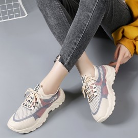 女性用通気性メッシュスニーカー - カジュアルレースアップダッドシューズ、ロートップアスレチック&コンフォートフットウェア、春夏用ラバーソール、通気性スニーカー | トレンディダッドシューズ | メッシュファブリックアッパー 女性用通気性メッシュスニーカー - カジュアルレースアップダッドシューズ、ロートップアスレチック&コンフォートフットウェア、春夏用ラバーソール、通気性スニーカー | トレンディダッドシューズ | メッシュファブリックアッパー