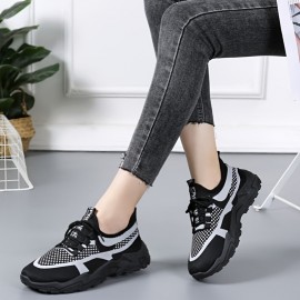 女性用通気性メッシュスニーカー - カジュアルレースアップダッドシューズ、ロートップアスレチック&コンフォートフットウェア、春夏用ラバーソール、通気性スニーカー | トレンディダッドシューズ | メッシュファブリックアッパー 女性用通気性メッシュスニーカー - カジュアルレースアップダッドシューズ、ロートップアスレチック&コンフォートフットウェア、春夏用ラバーソール、通気性スニーカー | トレンディダッドシューズ | メッシュファブリックアッパー