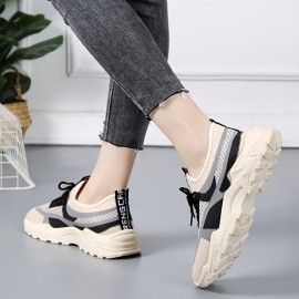 女性用通気性メッシュスニーカー - カジュアルレースアップダッドシューズ、ロートップアスレチック&コンフォートフットウェア、春夏用ラバーソール、通気性スニーカー | トレンディダッドシューズ | メッシュファブリックアッパー 女性用通気性メッシュスニーカー - カジュアルレースアップダッドシューズ、ロートップアスレチック&コンフォートフットウェア、春夏用ラバーソール、通気性スニーカー | トレンディダッドシューズ | メッシュファブリックアッパー