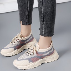 女性用通気性メッシュスニーカー - カジュアルレースアップダッドシューズ、ロートップアスレチック&コンフォートフットウェア、春夏用ラバーソール、通気性スニーカー | トレンディダッドシューズ | メッシュファブリックアッパー 女性用通気性メッシュスニーカー - カジュアルレースアップダッドシューズ、ロートップアスレチック&コンフォートフットウェア、春夏用ラバーソール、通気性スニーカー | トレンディダッドシューズ | メッシュファブリックアッパー