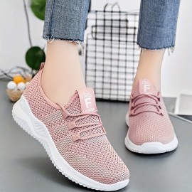 1足の女性用通気性メッシュランニングシューズ - ソリッドカラーのロートップスポーツスニーカー、フェイクソール付き、オールシーズン用のレースアップアスレチックフットウェア、シンプルなトウデザイン、フィットネスとトレーニングに最適な軽量タイプ 1足の女性用通気性メッシュランニングシューズ - ソリッドカラーのロートップスポーツスニーカー、フェイクソール付き、オールシーズン用のレースアップアスレチックフットウェア、シンプルなトウデザイン、フィットネスとトレーニングに最適な軽量タイプ