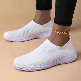 女性用通気性スリッポンスニーカー - 軽量ブラックロートップカジュアルシューズ、EVAソール付き、旅行・ハイキング・ランニング用、レディーススニーカー