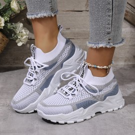 女性用軽量ニットスリッポンスニーカー - 通気性のあるロートップランニングシューズ、ラウンドトゥ、ブラック&ホワイトまたはブルー&ホワイトデザイン、カジュアルウェア、アウトドア活動&日常通勤に最適、通勤用ランニングシューズ | トレンディな女性用靴 | 快適フィットスニーカー 女性用軽量ニットスリッポンスニーカー - 通気性のあるロートップランニングシューズ、ラウンドトゥ、ブラック&ホワイトまたはブルー&ホワイトデザイン、カジュアルウェア、アウトドア活動&日常通勤に最適、通勤用ランニングシューズ | トレンディな女性用靴 | 快適フィットスニーカー