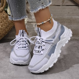 女性用軽量ニットスリッポンスニーカー - 通気性のあるロートップランニングシューズ、ラウンドトゥ、ブラック&ホワイトまたはブルー&ホワイトデザイン、カジュアルウェア、アウトドア活動&日常通勤に最適、通勤用ランニングシューズ | トレンディな女性用靴 | 快適フィットスニーカー 女性用軽量ニットスリッポンスニーカー - 通気性のあるロートップランニングシューズ、ラウンドトゥ、ブラック&ホワイトまたはブルー&ホワイトデザイン、カジュアルウェア、アウトドア活動&日常通勤に最適、通勤用ランニングシューズ | トレンディな女性用靴 | 快適フィットスニーカー