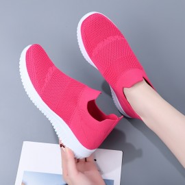 1 ペアの女性用ファッションスニーカー - オールシーズン対応のPVC ソール付き、カジュアルなスリッポンラウンドトゥの通気性のあるファブリックスニーカー 1 ペアの女性用ファッションスニーカー - オールシーズン対応のPVC ソール付き、カジュアルなスリッポンラウンドトゥの通気性のあるファブリックスニーカー