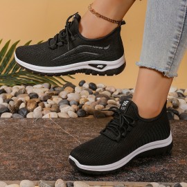 通気性のある女性用アスレチックスニーカー - 軽量、滑りにくいメッシュ製ウッパー付きウォーキング・トレーニング&カジュアルウェアランニングシューズ - ブラック 通気性のある女性用アスレチックスニーカー - 軽量、滑りにくいメッシュ製ウッパー付きウォーキング・トレーニング&カジュアルウェアランニングシューズ - ブラック