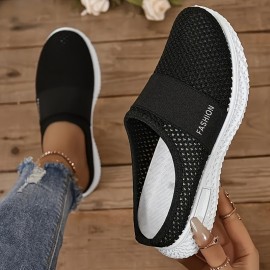 女性用エアクッションスリップオンスニーカー - 通気性のあるニットアップパート、快適なロートップデザイン、軽量カジュアルスニーカー（グレー・ラベンダー・ブラック）、多目的スリッポン | スリッポンの快適さ | 柔軟な履物