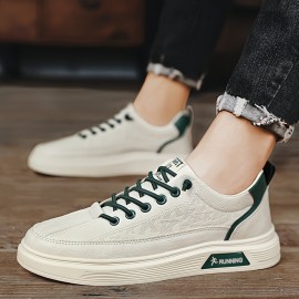 メンズ春カジュアルスニーカー、韓国スタイルオールシーズンロートップシューズ、ソリッドカラーミニマリストデザイン、ラウンドトゥ、伸縮ストラップクロージャー、フェイクアップパーとローワー、ゴムソール、EVAインソール