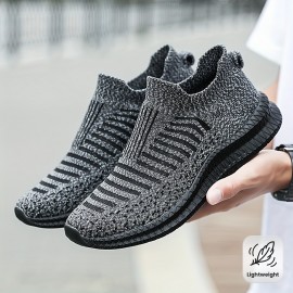 春に履くための男性と女性のための軽量で通気性のあるニット製のスリップオンスニーカー、ソックシューズ