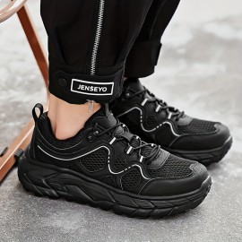 メンズ通気性メッシュカジュアルスニーカー - 軽量EVAクッション付き、レースアップロートップデザインでハイキング・ランニング＆日常着用に最適 春夏秋シューズ（EU 39-48）、アウトドアハイキングシューズ｜スタイリッシュなツートンカラーデザイン｜柔軟性のある履物、ハイキングアクセサリー