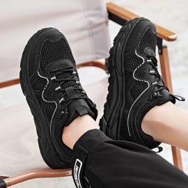 メンズ通気性メッシュカジュアルスニーカー - 軽量EVAクッション付き、レースアップロートップデザインでハイキング・ランニング＆日常着用に最適 春夏秋シューズ（EU 39-48）、アウトドアハイキングシューズ｜スタイリッシュなツートンカラーデザイン｜柔軟性のある履物、ハイキングアクセサリー