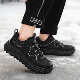 メンズ通気性メッシュカジュアルスニーカー - 軽量EVAクッション付き、レースアップロートップデザインでハイキング・ランニング＆日常着用に最適 春夏秋シューズ（EU 39-48）、アウトドアハイキングシューズ｜スタイリッシュなツートンカラーデザイン｜柔軟性のある履物、ハイキングアクセサリー