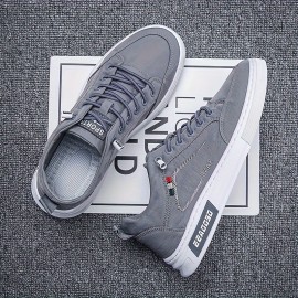 メンズソリッドスケートシューズ、レースアップ快適な滑り止めストリートスタイルスニーカー、オールシーズン屋外トレーニングアクティビティに最適 メンズソリッドスケートシューズ、レースアップ快適な滑り止めストリートスタイルスニーカー、オールシーズン屋外トレーニングアクティビティに最適