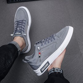 メンズソリッドスケートシューズ、レースアップ快適な滑り止めストリートスタイルスニーカー、オールシーズン屋外トレーニングアクティビティに最適 メンズソリッドスケートシューズ、レースアップ快適な滑り止めストリートスタイルスニーカー、オールシーズン屋外トレーニングアクティビティに最適