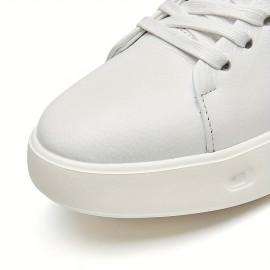 メンズファッションフロント厚底スニーカー - ブラック合成マイクロファイバー、ホワイトEVAクッションドザイン、レースアップラウンドトゥ、カジュアル&アウトドアウェア、オールシーズンシューズ | スリーカーデザイン | 耐久性厚底スニーカー