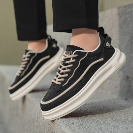 メンズカジュアルスニーカー - ブラック&ベージュ 通気性ファブリック ロートップ レースアップ 靴、ラバーソール付き アウトドアハイキング・日常着用・オールシーズン対応 ハイキングアクセサリー メンズカジュアルスニーカー - ブラック&ベージュ 通気性ファブリック ロートップ レースアップ 靴、ラバーソール付き アウトドアハイキング・日常着用・オールシーズン対応 ハイキングアクセサリー