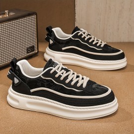 メンズカジュアルスニーカー - ブラック&ベージュ 通気性ファブリック ロートップ レースアップ 靴、ラバーソール付き アウトドアハイキング・日常着用・オールシーズン対応 ハイキングアクセサリー メンズカジュアルスニーカー - ブラック&ベージュ 通気性ファブリック ロートップ レースアップ 靴、ラバーソール付き アウトドアハイキング・日常着用・オールシーズン対応 ハイキングアクセサリー