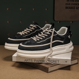 メンズカジュアルスニーカー - ブラック&ベージュ 通気性ファブリック ロートップ レースアップ 靴、ラバーソール付き アウトドアハイキング・日常着用・オールシーズン対応 ハイキングアクセサリー メンズカジュアルスニーカー - ブラック&ベージュ 通気性ファブリック ロートップ レースアップ 靴、ラバーソール付き アウトドアハイキング・日常着用・オールシーズン対応 ハイキングアクセサリー