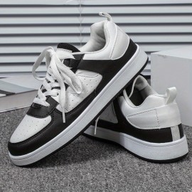 メンズ ビンテージ プレッピー ストリート ファッション スニーカー、ソリッド カラー ロートップ レースアップ スケート シューズ、快適な耐摩耗性のあるアッパー、TPR ソール、ファブリック インナーやインソール、ラウンド トゥ、屋外スポーツ、ジム、仕事、パーティー、誕生日プレゼントに最適