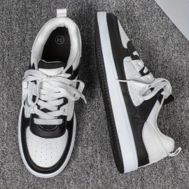 メンズ ビンテージ プレッピー ストリート ファッション スニーカー、ソリッド カラー ロートップ レースアップ スケート シューズ、快適な耐摩耗性のあるアッパー、TPR ソール、ファブリック インナーやインソール、ラウンド トゥ、屋外スポーツ、ジム、仕事、パーティー、誕生日プレゼントに最適