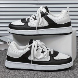 メンズ ビンテージ プレッピー ストリート ファッション スニーカー、ソリッド カラー ロートップ レースアップ スケート シューズ、快適な耐摩耗性のあるアッパー、TPR ソール、ファブリック インナーやインソール、ラウンド トゥ、屋外スポーツ、ジム、仕事、パーティー、誕生日プレゼントに最適