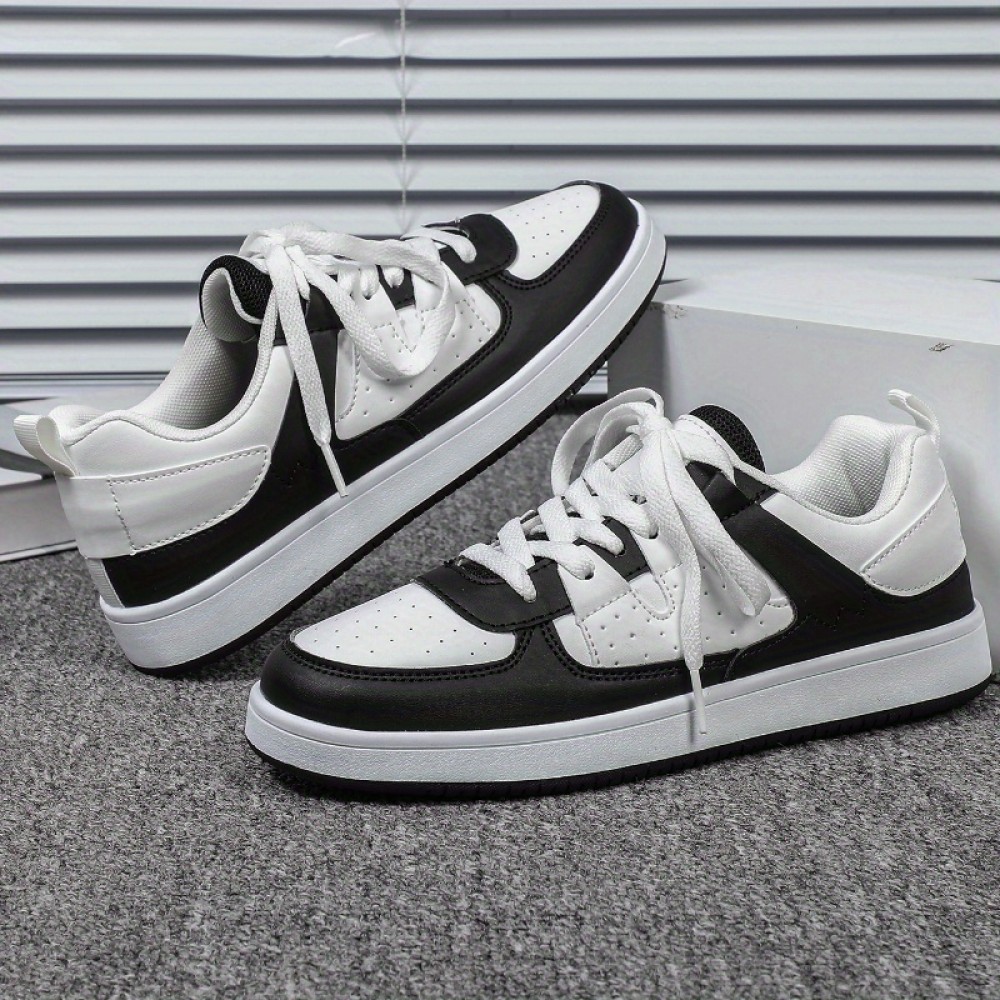 メンズ ビンテージ プレッピー ストリート ファッション スニーカー、ソリッド カラー ロートップ レースアップ スケート シューズ、快適な耐摩耗性のあるアッパー、TPR ソール、ファブリック インナーやインソール、ラウンド トゥ、屋外スポーツ、ジム、仕事、パーティー、誕生日プレゼントに最適