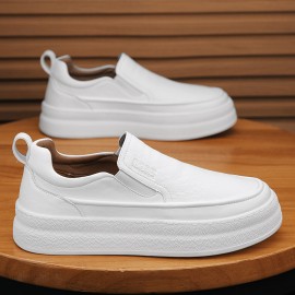 メンズプラットフォームスニーカー スリッポンカジュアルシューズ - 厚手滑り止めラバーソール、クッション性EVAアッパー＆PUライニング、ストリートウェア用ロータップデザイン、快適なウォーキング＆日常履き、快適ウォーキングシューズ | スリッポンスニーカー | PU裏地