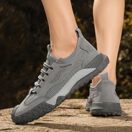 メンズ アウトドア カジュアル ハイキングシューズ - 春夏用 通気性メッシュ ロートップ スニーカー 耐久性ラバーソール付き、ベージュ トレッキングシューズ スポーツ＆都市冒険用 夏の履物 | スポーティルック | 快適フィット