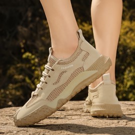 メンズ アウトドア カジュアル ハイキングシューズ - 春夏用 通気性メッシュ ロートップ スニーカー 耐久性ラバーソール付き、ベージュ トレッキングシューズ スポーツ＆都市冒険用 夏の履物 | スポーティルック | 快適フィット