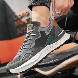 メンズレトロカジュアルスニーカー - ロートップ レースアップPUアッパー&ラバーソール、ブラックに赤/青のアクセント、オールシーズン対応ストリートウェアシューズ メンズレトロカジュアルスニーカー - ロートップ レースアップPUアッパー&ラバーソール、ブラックに赤/青のアクセント、オールシーズン対応ストリートウェアシューズ