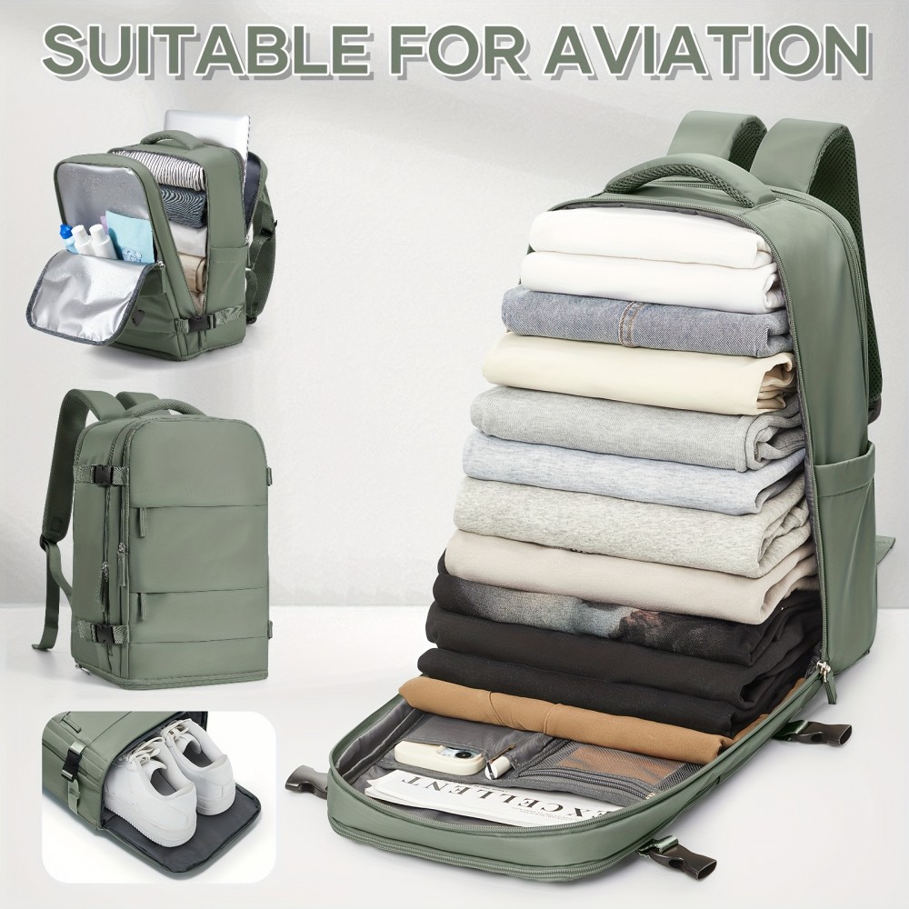 RyanairやEasyjet航空会社に適した旅行用バックパック：40×20×25cmのサイズはキャリーオン荷物サイズの要件を満たしており、座席下に収納でき、ラップトップコンパートメントと靴のセクションが分けられています。