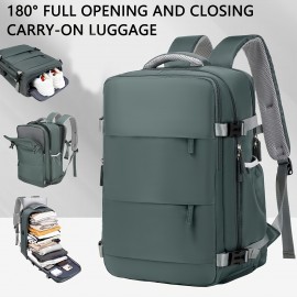 180°フルオープニングとクロージングキャリーオン荷物 - 耐久性、多層、パッド付きショルダーバックパック、ジッパークロージャー、靴コンパートメント、TSA承認、キャビン旅行、フィットネス、週末使用に最適、カジュアルスタイル、調整可能なストラップ、ポリエステル裏地、ウェットワイプクリーニング可能、週末バックパック | カジュアルスタイルバックパック | 調整可能なストラップバッグ