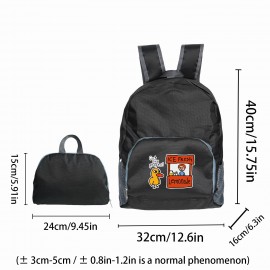 「アイスフレッシュレモネード」ダック＆レモンプリント付き軽量折りたたみバックパック1個 - ブルー ポリエステル トラベル＆キャンプバッグ、調節可能なストラップ、ジッパークロージャー、洗濯機可、アウトドア用バッグ | スポーティースタイル | 軽量バッグ、トラベールバックパック