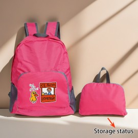 「アイスフレッシュレモネード」ダック＆レモンプリント付き軽量折りたたみバックパック1個 - ブルー ポリエステル トラベル＆キャンプバッグ、調節可能なストラップ、ジッパークロージャー、洗濯機可、アウトドア用バッグ | スポーティースタイル | 軽量バッグ、トラベールバックパック