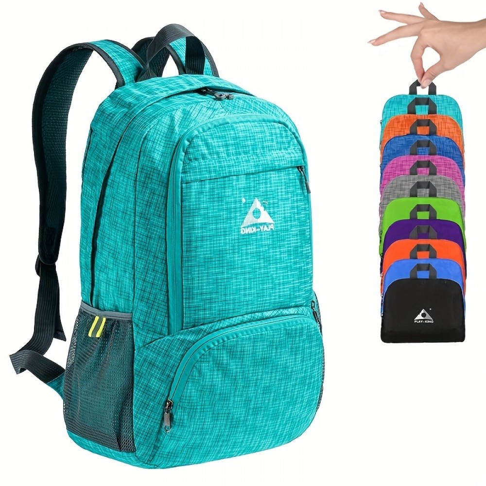 PLAYKING ウルトラライト折りたたみ式バックパック - アウトドア旅行、ハイキング、ジム、キャンプ用の軽量スクールバッグ、調節可能なストラップとジップクロージャー付き PLAYKING ウルトラライト折りたたみ式バックパック - アウトドア旅行、ハイキング、ジム、キャンプ用の軽量スクールバッグ、調節可能なストラップとジップクロージャー付き