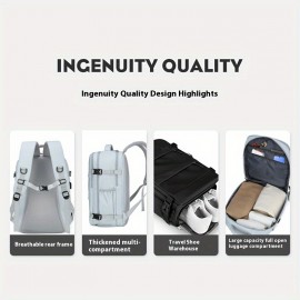 USB充電ポート＆38.1cmラップトップコンパートメント付き女性用大容量旅行バックパック - 軽量耐久性ファブリック、調節可能なショルダーストラップ、マルチ収納ポケット - ビジネス、通勤、キャンプ、アウトドア活動に最適なブラックカジュアルバックパック