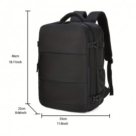 USB充電ポート＆38.1cmラップトップコンパートメント付き女性用大容量旅行バックパック - 軽量耐久性ファブリック、調節可能なショルダーストラップ、マルチ収納ポケット - ビジネス、通勤、キャンプ、アウトドア活動に最適なブラックカジュアルバックパック