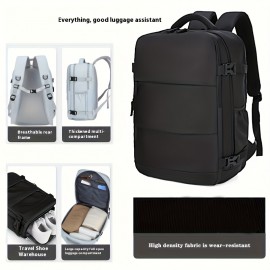 USB充電ポート＆38.1cmラップトップコンパートメント付き女性用大容量旅行バックパック - 軽量耐久性ファブリック、調節可能なショルダーストラップ、マルチ収納ポケット - ビジネス、通勤、キャンプ、アウトドア活動に最適なブラックカジュアルバックパック