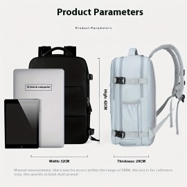 USB充電ポート＆38.1cmラップトップコンパートメント付き女性用大容量旅行バックパック - 軽量耐久性ファブリック、調節可能なショルダーストラップ、マルチ収納ポケット - ビジネス、通勤、キャンプ、アウトドア活動に最適なブラックカジュアルバックパック