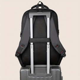 メンズ スポーティ カジュアル バックパック - 大容量 43.18cm ラップトップコンパートメント、耐久性のあるポリエステル製で調節可能なパッド入りショルダーストラップ＆サイドメッシュポケット付き - 学校・仕事・ハイキング・キャンプ用ブラックに赤いアクセント