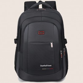 メンズ スポーティ カジュアル バックパック - 大容量 43.18cm ラップトップコンパートメント、耐久性のあるポリエステル製で調節可能なパッド入りショルダーストラップ＆サイドメッシュポケット付き - 学校・仕事・ハイキング・キャンプ用ブラックに赤いアクセント