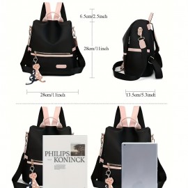 1個 女性向けの可愛いアニメインスパイアードバックパック - 軽量ナイロン旅行バッグ、オープンポケット、調整可能なストラップ、可愛いペンダント付き、学校、大学、またはカジュアルな使用に最適、カジュアルなバックパック | ふざけたアクセサリー | 耐久性のあるバックパック