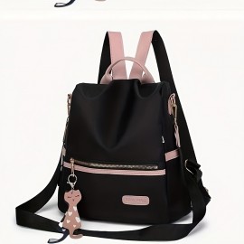 1個 女性向けの可愛いアニメインスパイアードバックパック - 軽量ナイロン旅行バッグ、オープンポケット、調整可能なストラップ、可愛いペンダント付き、学校、大学、またはカジュアルな使用に最適、カジュアルなバックパック | ふざけたアクセサリー | 耐久性のあるバックパック