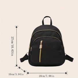 女性用ナイロンバックパック - シックなブラックに黄色いジッパーアクセント、複数のコンパートメント、調節可能なショルダーストラップ、カジュアルなプレッピスタイル、学校、大学、またはカジュアルな使用に適したデイパック、大学バックパック|カジュアルなプレッピスタイル|耐久性のあるバックパック