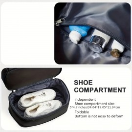 スタイリッシュなブラックデュアルコンパートメントバックパック、ジッパーポケット付き - 大容量、多セクションデザイン、日常通勤、旅行、屋外活動に最適 - 軽量、耐久性があり、靴を収納可能 - 学生、オフィスワーカー、カジュアルユースに最適、カジュアルなバックパック | ミニマリストバックパック | 耐久性のあるバックパック