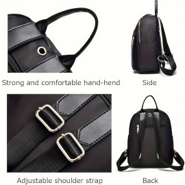 シックなブラックバックパック、ゴールドジッパー付き、調節可能ストラップ、軽量オックスフォード生地、カジュアルアウトリング、ハロウィン、感謝祭、クリスマス、誕生日、新年のパーティーに最適、モダンバックパック|オックスフォード生地のバッグ、旅行用バックパック